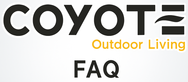 Coyote Outdoor Living logo with “FAQ” caption below — featured image for the Coyote Grills FAQ blog.