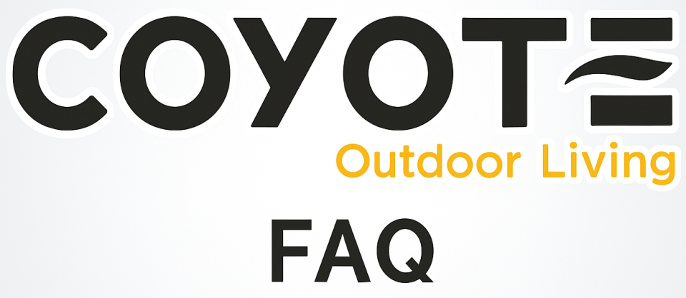 Coyote Outdoor Living logo with “FAQ” caption below — featured image for the Coyote Grills FAQ blog.