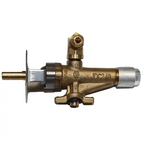 Close-up of thermocouple safety valve used in Coyote outdoor gas grills for flame protection