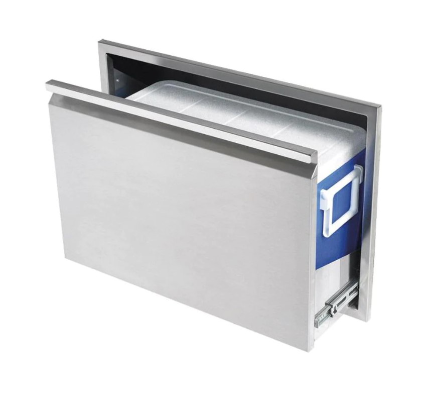 Twin Eagles 30-Inch Cooler Drawer with Included Ice Chest Pulled Out