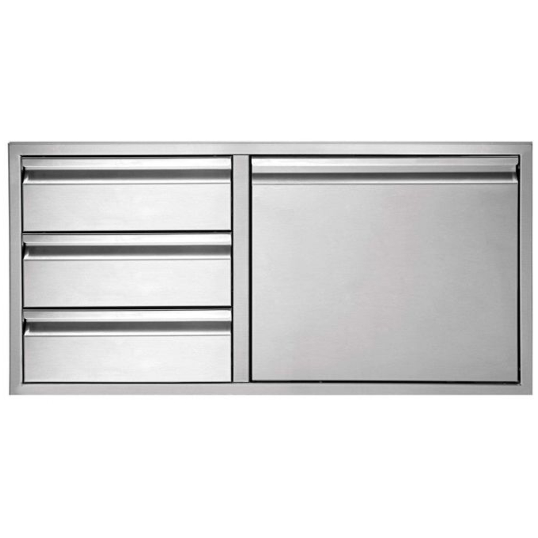 Twin Eagles 36-inch stainless steel access door and drawer combination for built-in grill islands.