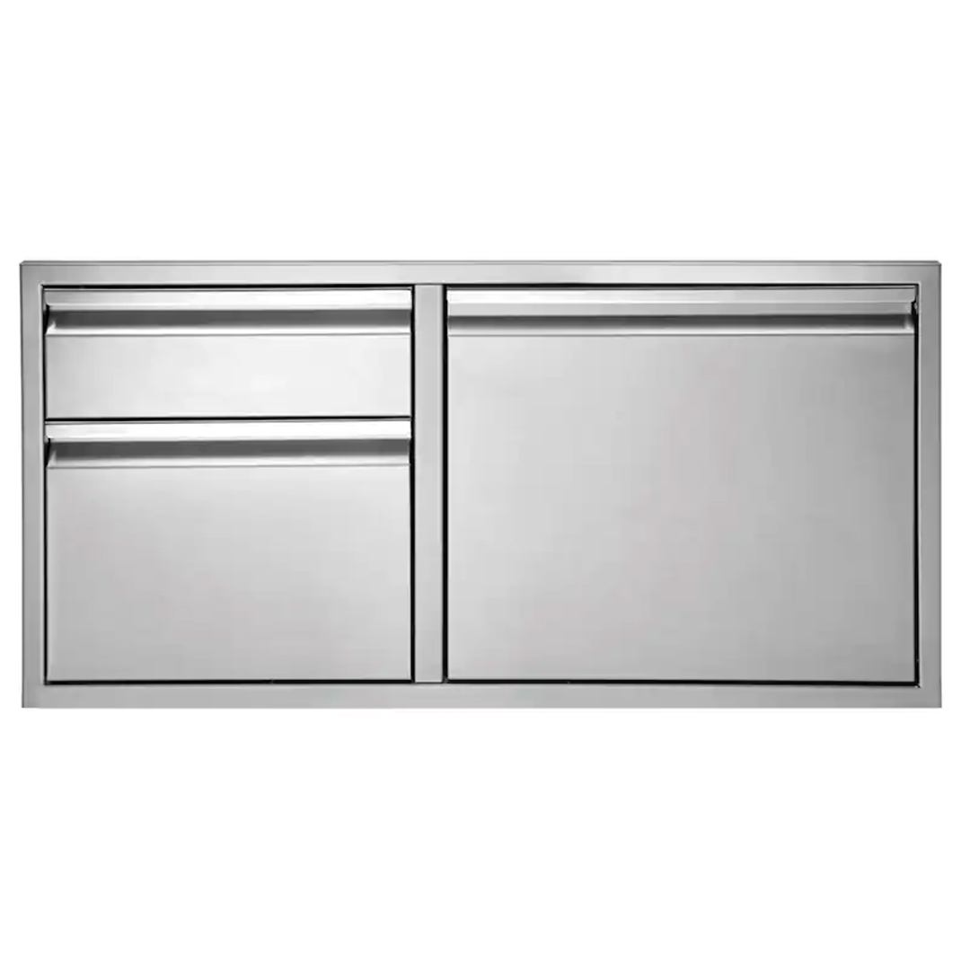 Twin Eagles stainless steel 42-inch access door with three-drawer combo for outdoor kitchens.