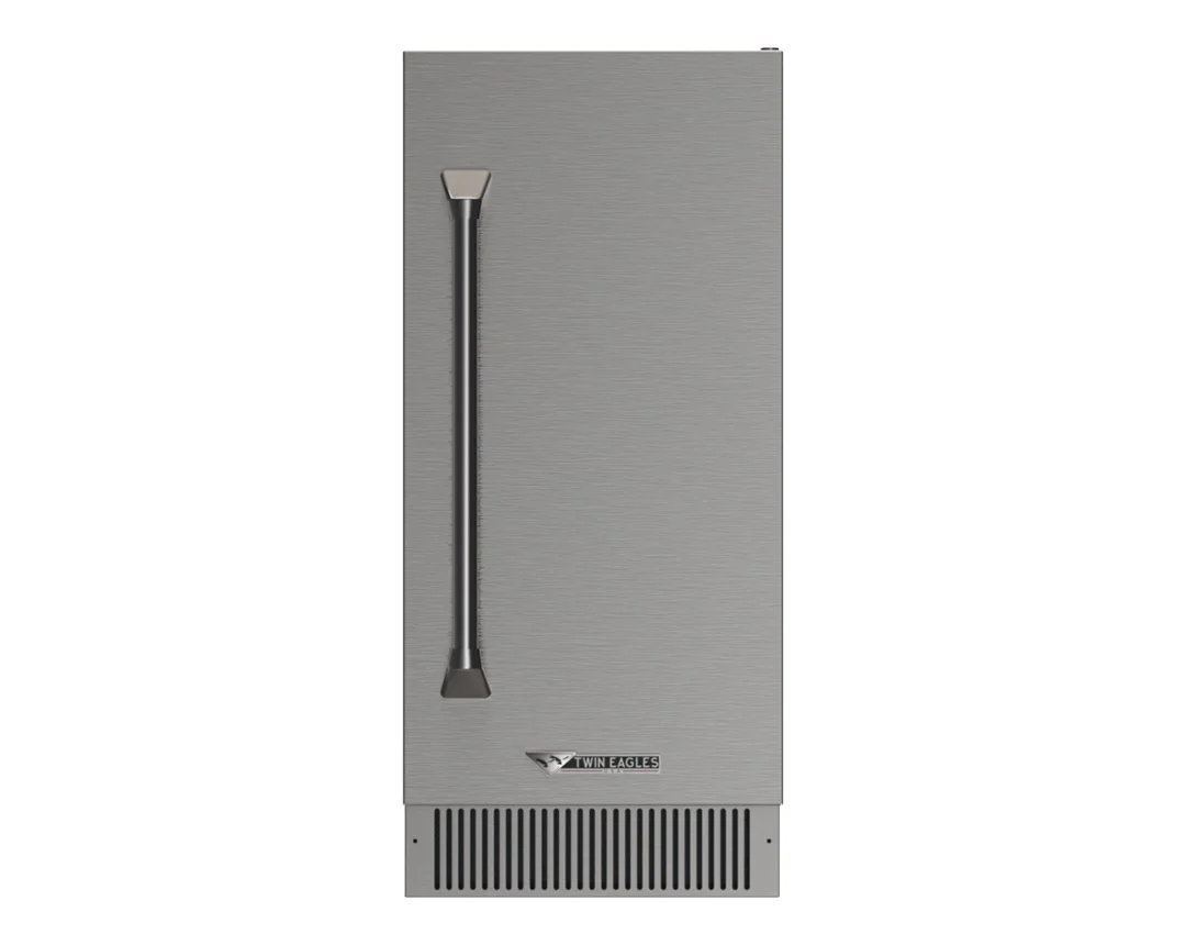 Twin Eagles 15-Inch Outdoor Ice Maker in stainless steel finish with integrated vent