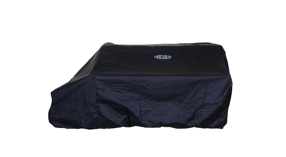 AOG double side burner covered with a custom-fit, weather-resistant vinyl cover with branded logo.