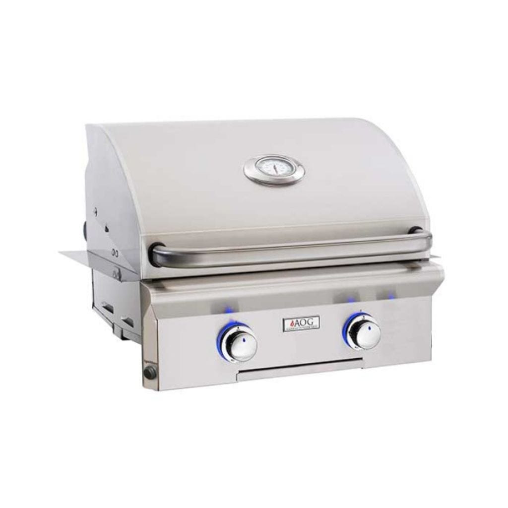 AOG 24-Inch L Series Built-In Gas Grill Featuring Backlit Knobs and Interior Halogen Lighting