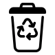 Icon of a recycling bin with arrows, symbolizing eco-friendly waste management