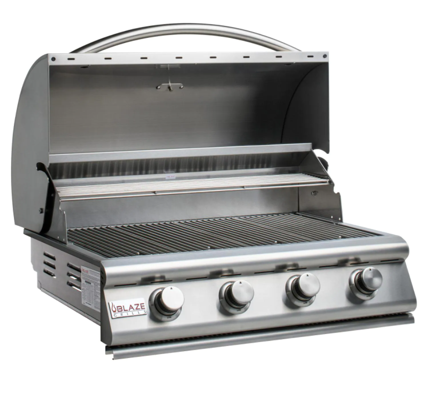 Blaze Prelude LBM 32-Inch Built-In Grill – 4-burner stainless steel BBQ with full-width cooking