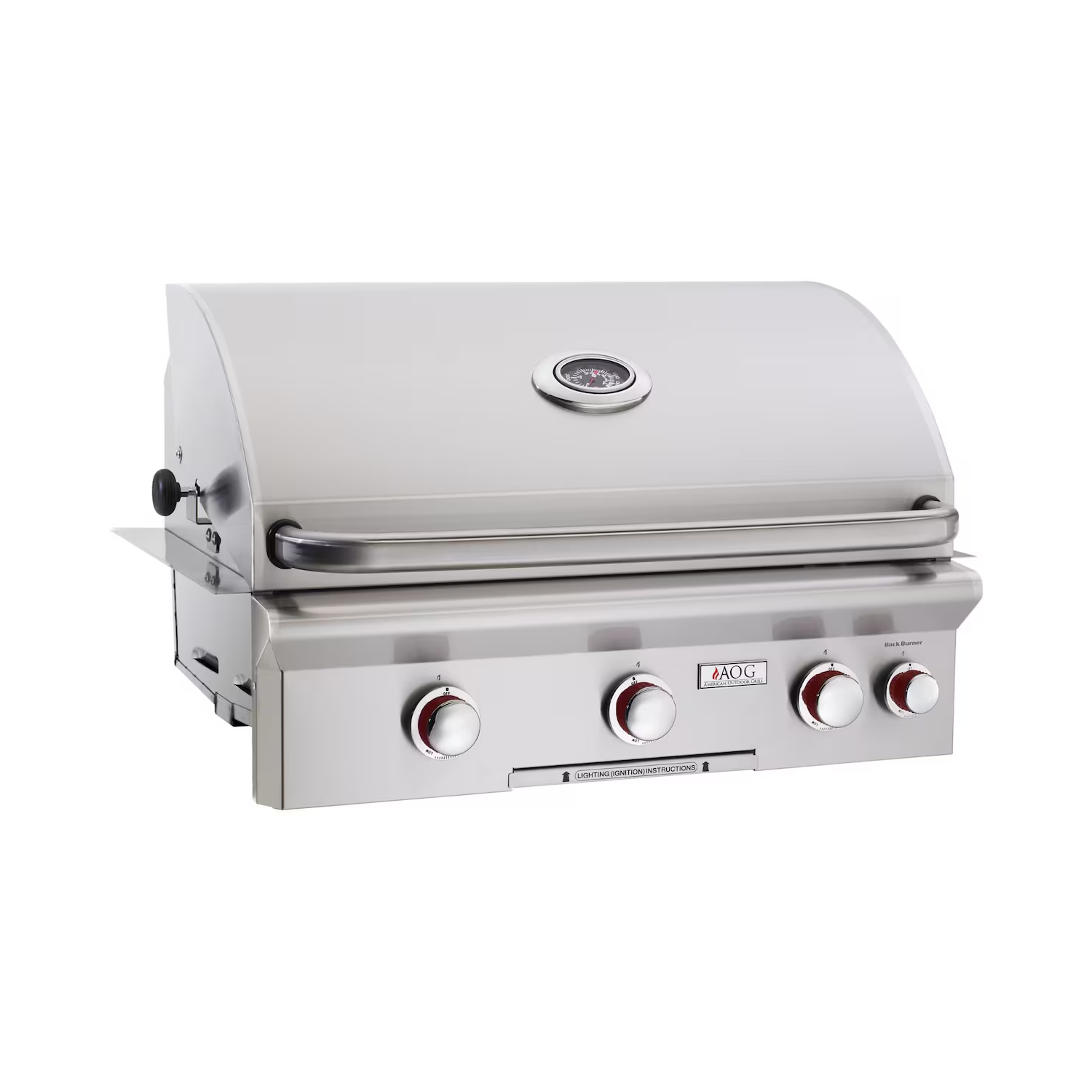 AOG T-Series 30-Inch Built-In Gas Grill with Analog Thermometer and Polished Hood – Classic Stainless Steel Outdoor Grill Design