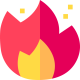 Icon of a flame, representing powerful dual-burner cooking performance