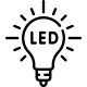 Icon of an LED light, symbolizing illuminated control knobs and safety lighting