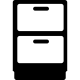 Icon of a double-drawer cabinet, representing smooth soft-close outdoor storage