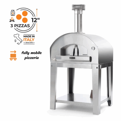 Fontana Forni Firenze Hybrid Pizza Oven on Cart - Stainless Steel