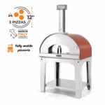 Fontana Forni Mangiafuoco Wood-Fired Pizza Oven On Cart - Red - FTMF-R + FTCART-L