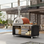 Fontana Forni Mangiafuoco Wood-Fired Pizza Oven - Red - FTMF-R On Pizza Desk