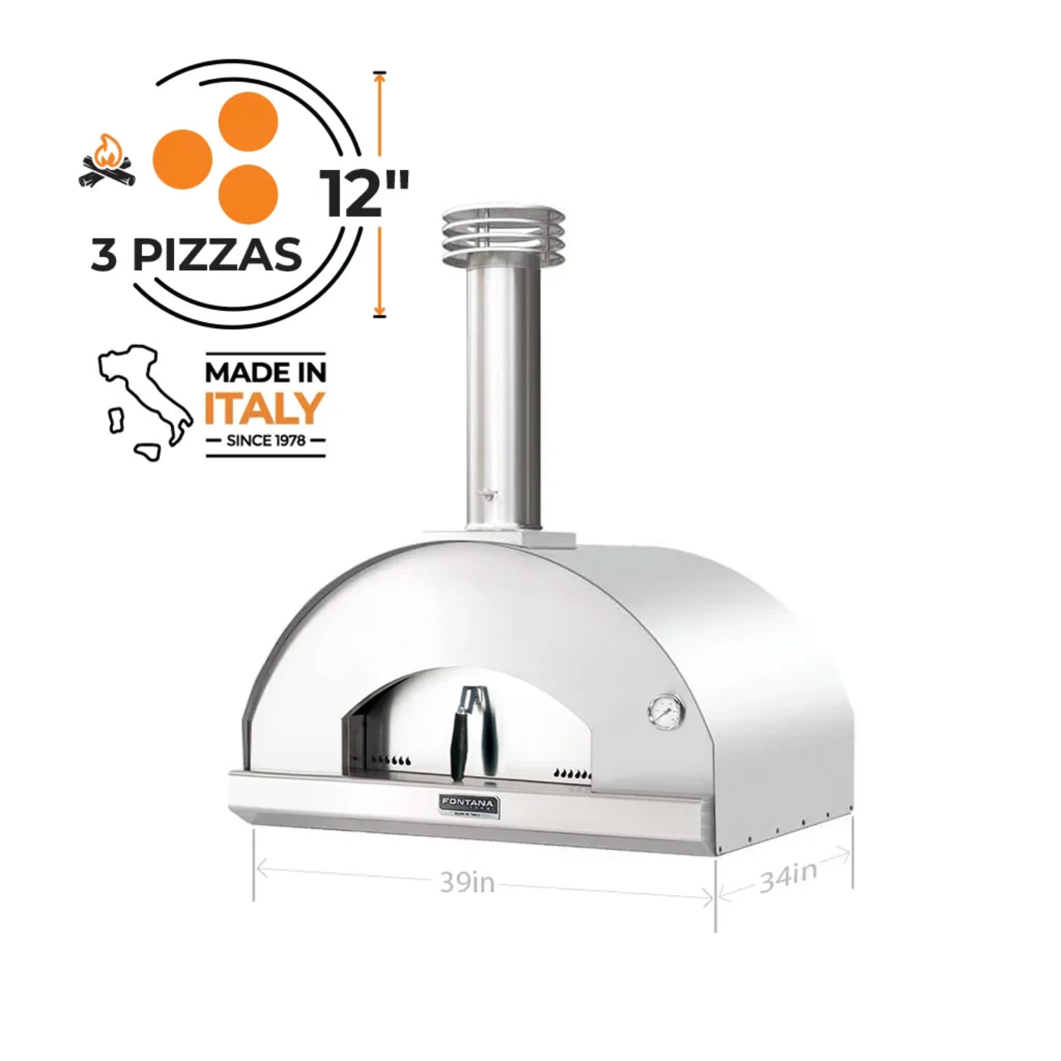 Fontana Forni Mangiafuoco Wood-Fired Pizza Oven – Stainless – FTMF-S