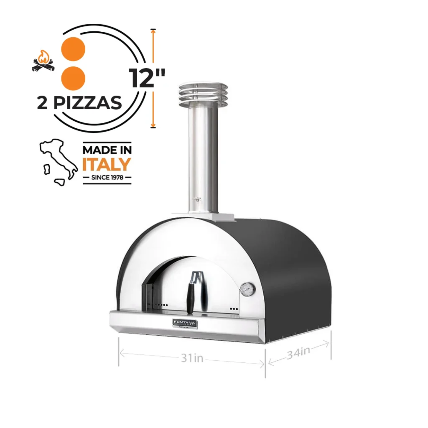 Fontana Forni Margherita Wood-Fired Pizza Oven – Anthracite – FTMAR-A