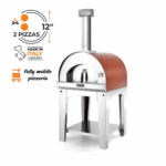 Fontana Forni Margherita Wood-Fired Pizza Oven On Cart - Red - FTMAR-R + FTCART-L