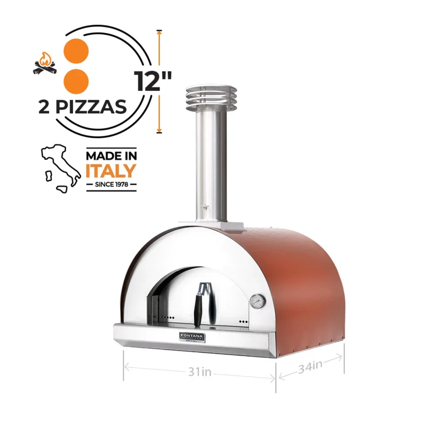 Fontana Forni Margherita Wood-Fired Pizza Oven – Red – FTMAR-R