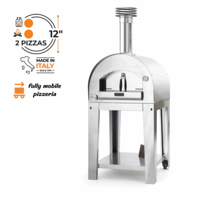 Fontana Forni Napoli Hybrid Pizza Oven on Cart - Stainless Steel - FTNAP-H-S + FTCART-M