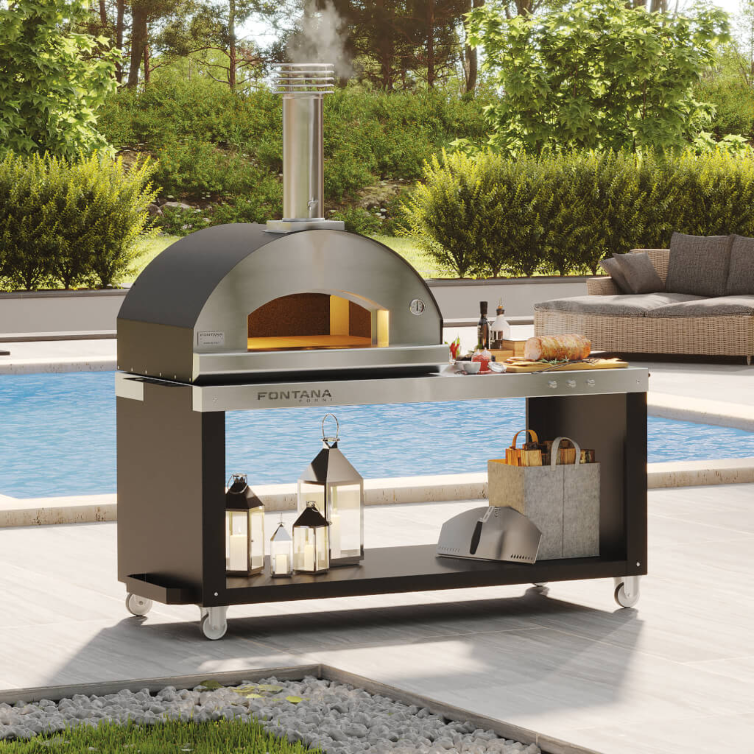 Fontana Forni Pizza Prep Desk Cart in Action
