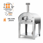 Fontana Forni Roma Hybrid Pizza Oven on Cart - Stainless Steel - FTROM-H-S + FTCART-XL
