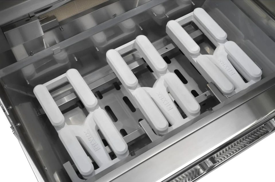 Ceramic block burners inside Lynx grill