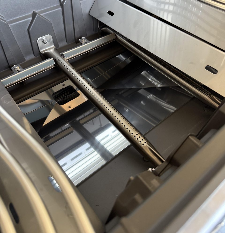 Tube-style stainless burners in Napoleon grill
