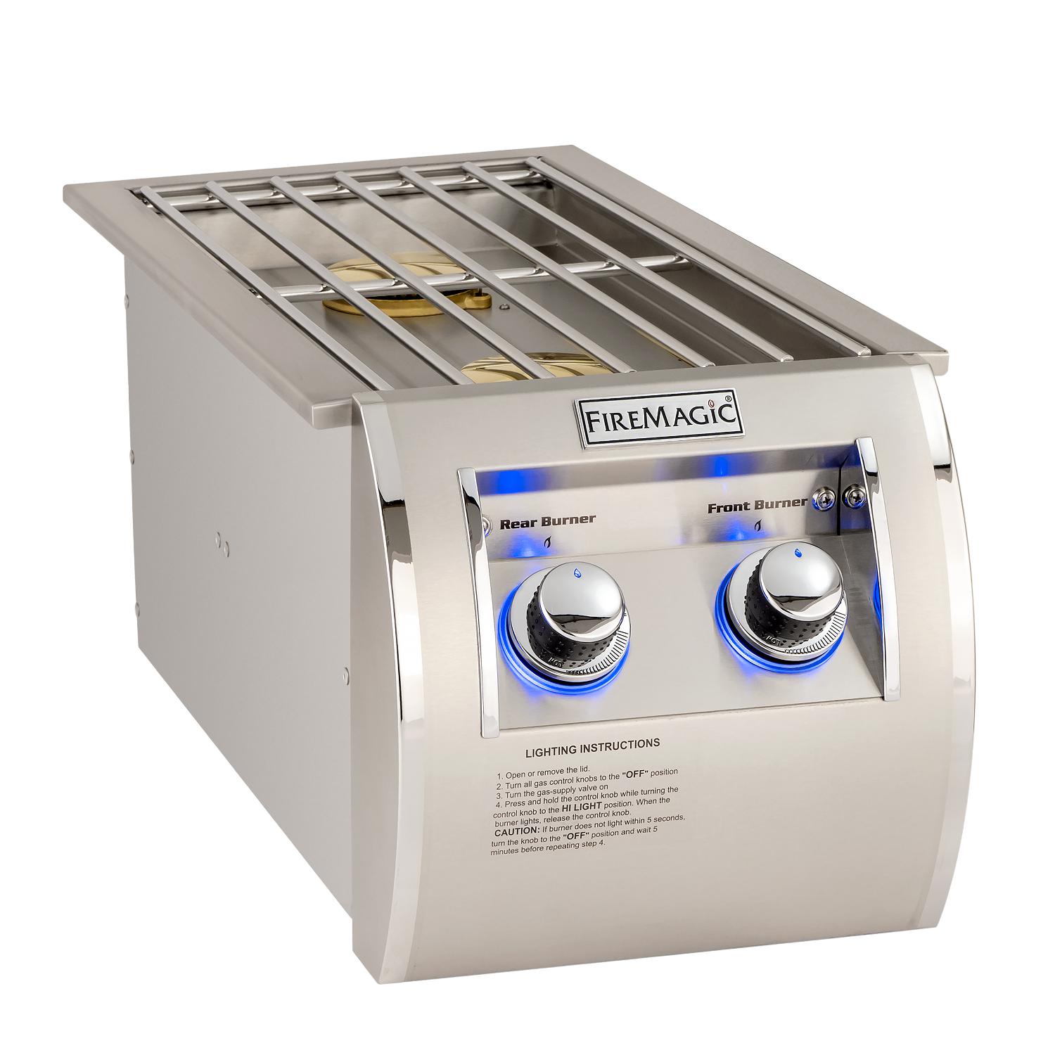 Fire Magic Echelon Diamond Double Side Burner – Stainless Steel Built-In Burner with LED Knobs