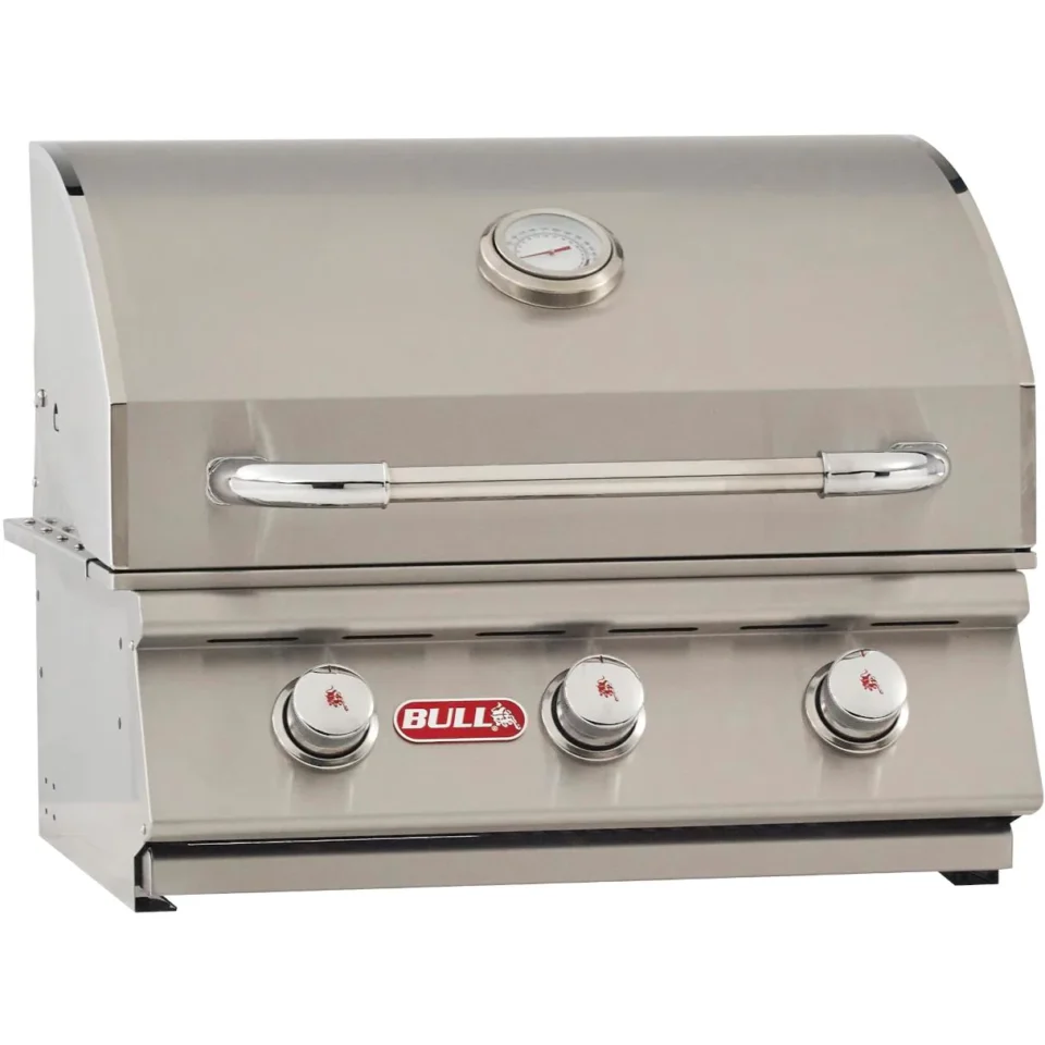Bull Steer Premium 24-Inch 3-Burner Built-In Gas Grill with stainless steel construction and precision control knobs