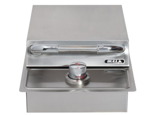 Bull Single Side Burner with open lid and cast brass burner