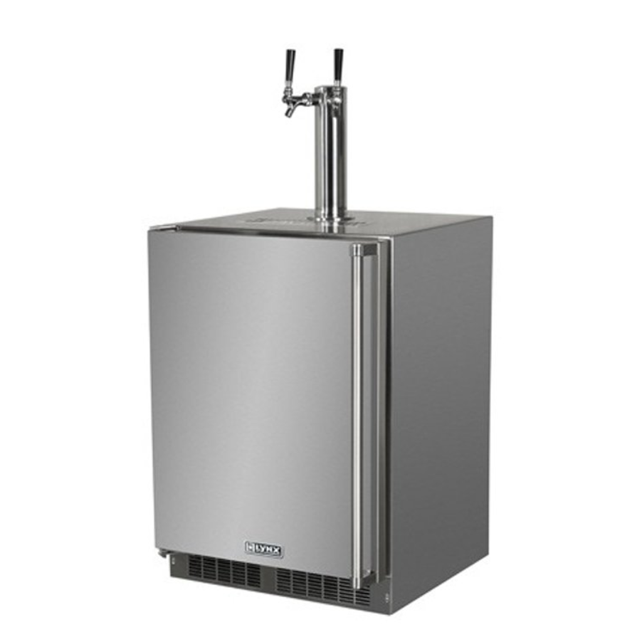Front view of Lynx kegerator with stainless steel door
