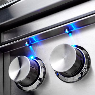 Lynx LED backlit knobs and interior halogen lighting in use at night