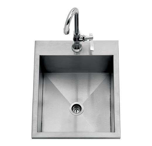 Delta Heat 15-Inch Drop-In Sink with gooseneck faucet and polished stainless steel basin