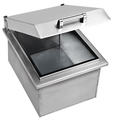 Delta Heat 15-Inch Drop-In Cooler with stainless steel insulated body and lift-top lid