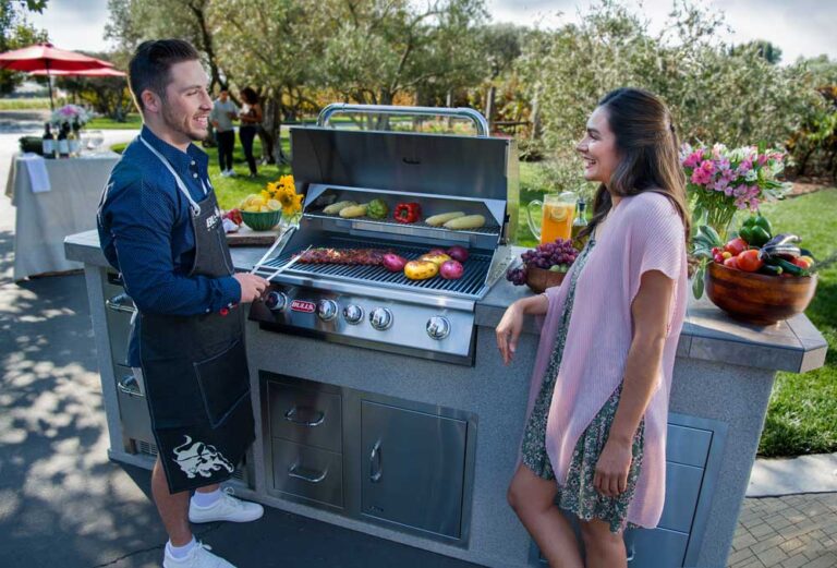 Bull BBQ setup with Bull Angus 30-Inch 4-Burner Built-In Gas Grill With Rotisserie