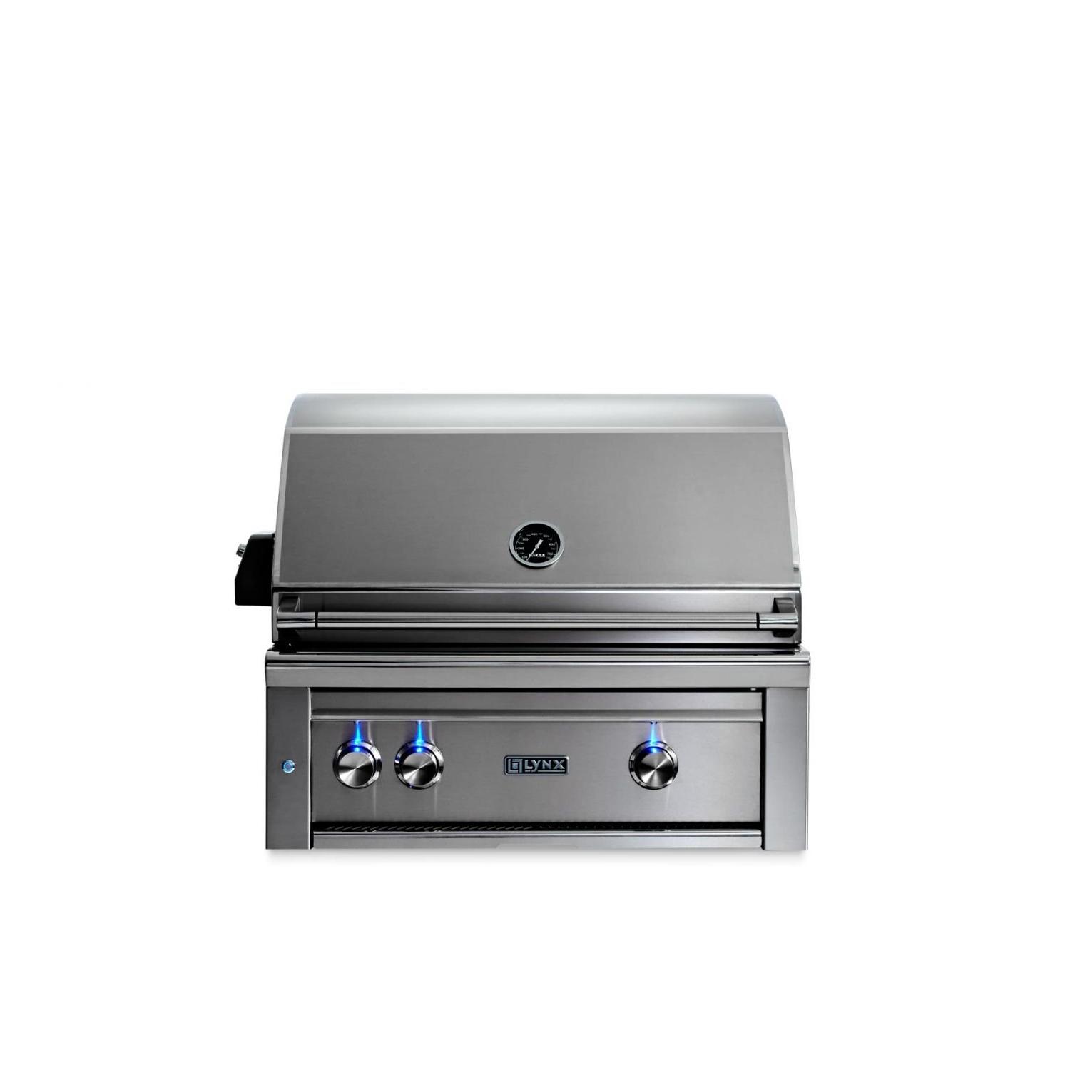 Lynx Professional 30-Inch Built-In Grill with Blue LED Knobs – Front View