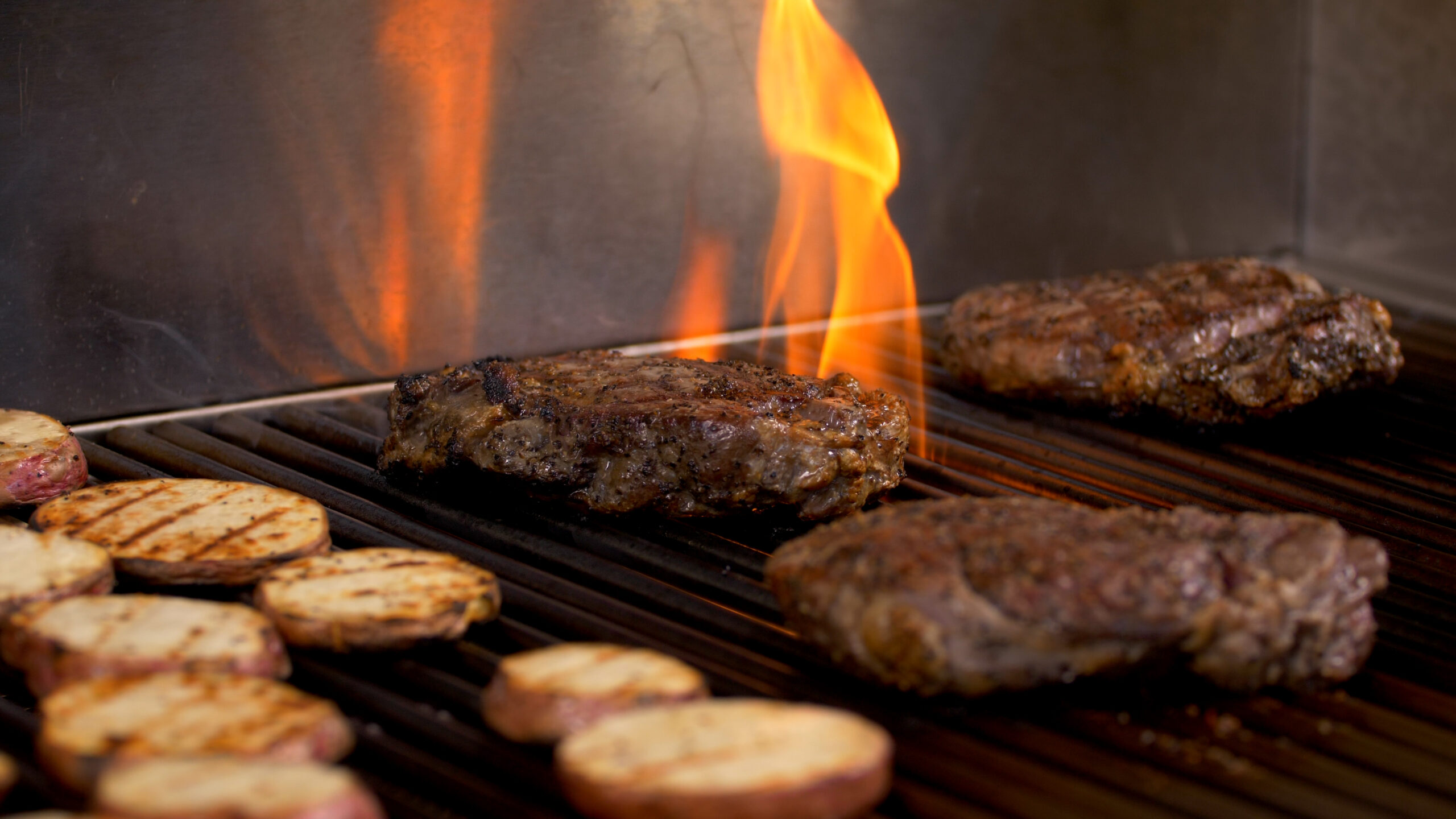 Food grilling on a Blaze Grill surface