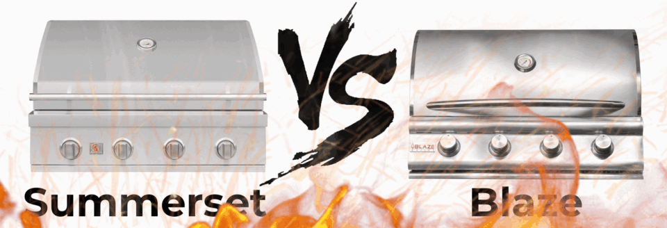 Summerset Sizzler 32-inch vs Blaze Prelude LBM 32-inch grill comparison with stainless steel designs