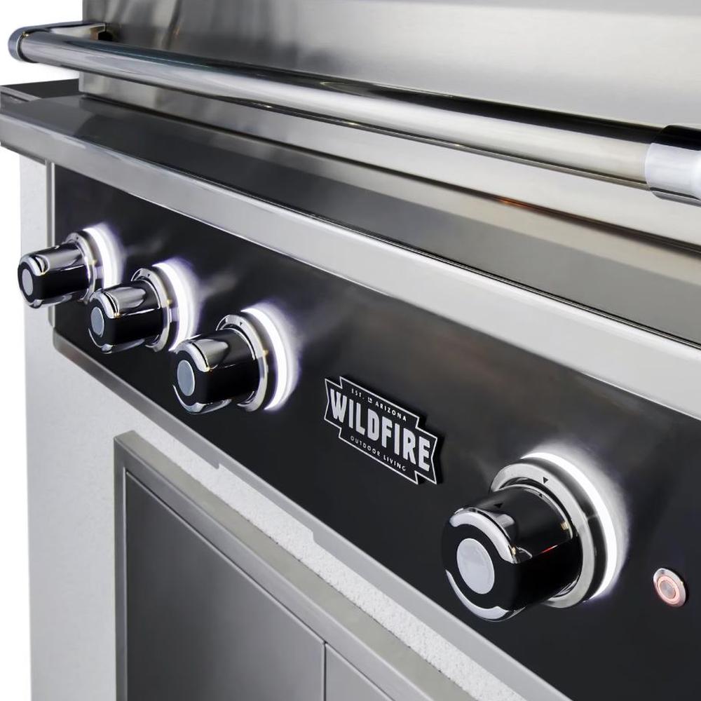 Close view of Wildfire black stainless surface and welds