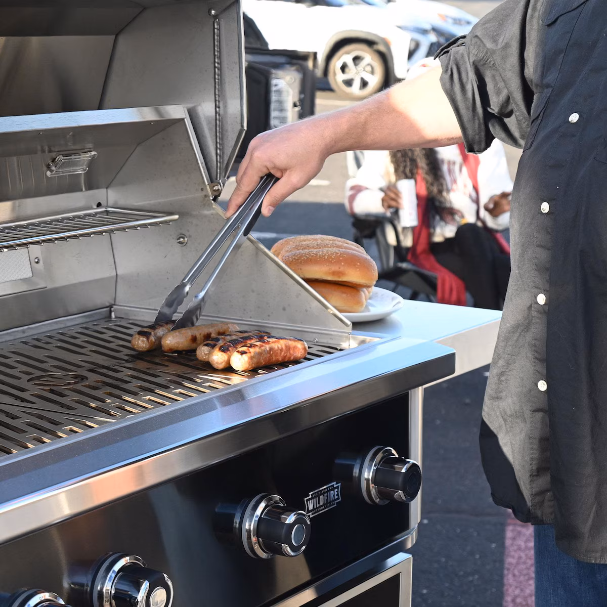 Wildfire grill in action during a cookout