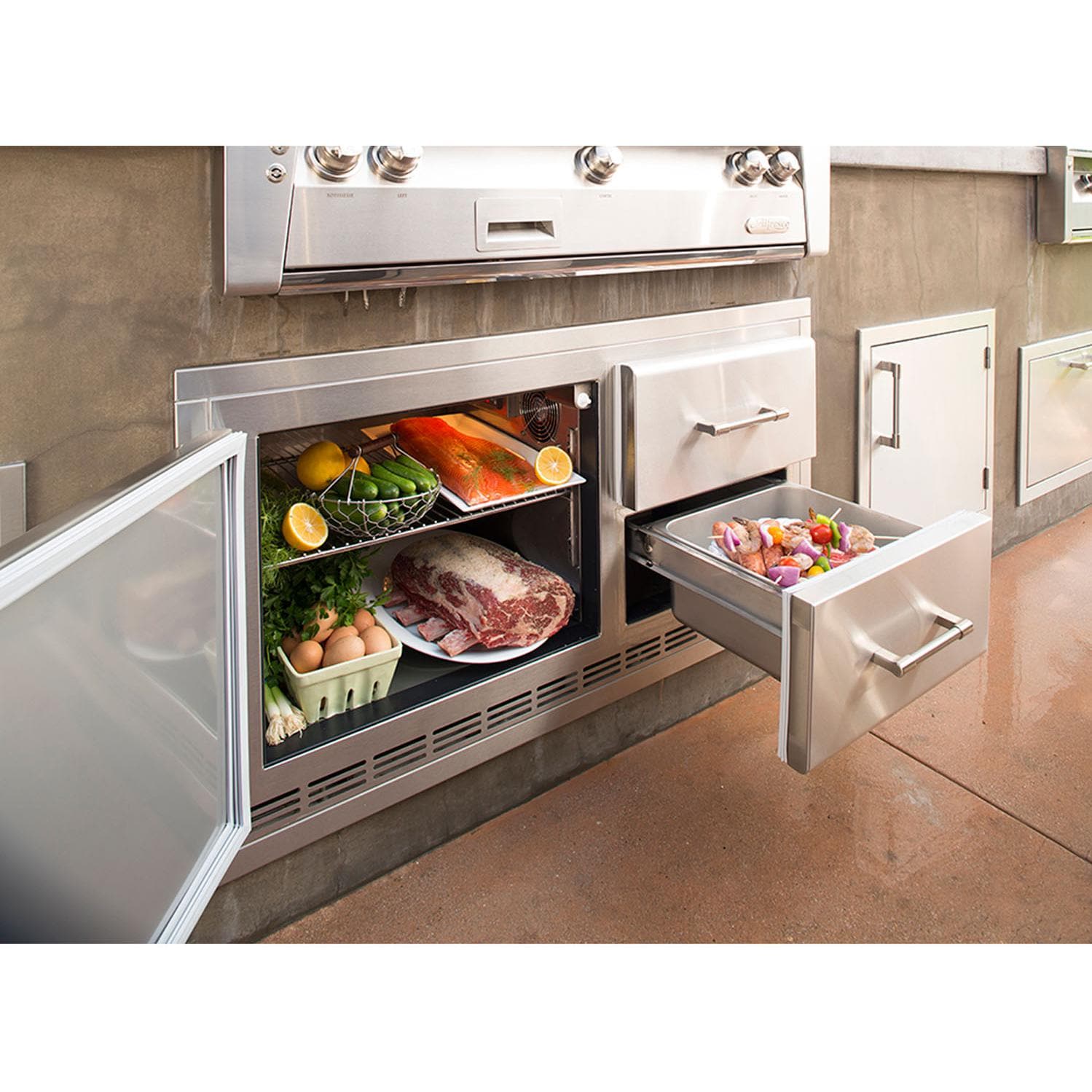 Alfresco 42-Inch Under-Grill Outdoor Rated Refrigerator ARXE-42