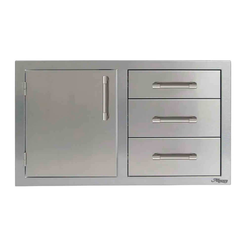 Alfresco 32-Inch Door & Triple Drawer Combo – AXE-DDC-L-SC