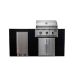 Coyote Key 6 Ft Outdoor Kitchen Island w C-Series 30-in 3-Burner Built-In Grill, Insulated Jacket, Refrigerator & Access Door