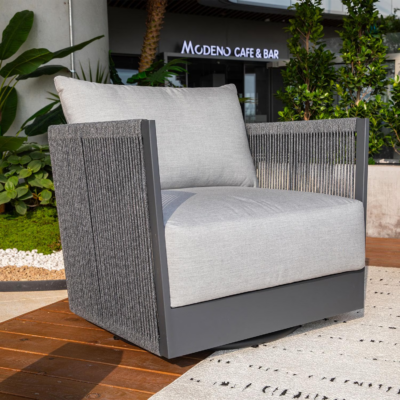 Elementi Capri Outdoor Aluminum Swivel Club Chair w Sunbrella Cushions