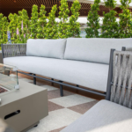Elementi Milano Outdoor Aluminum 3 Person Sofa w Sunbrella Cushions 01