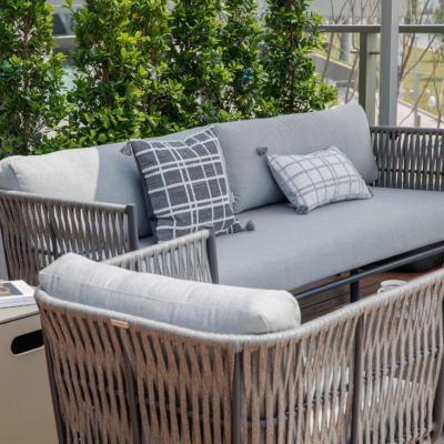 Elementi Milano Outdoor Aluminum 3 Person Sofa w Sunbrella Cushions