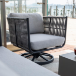Elementi Milano Outdoor Aluminum Swivel Club Chair Side View