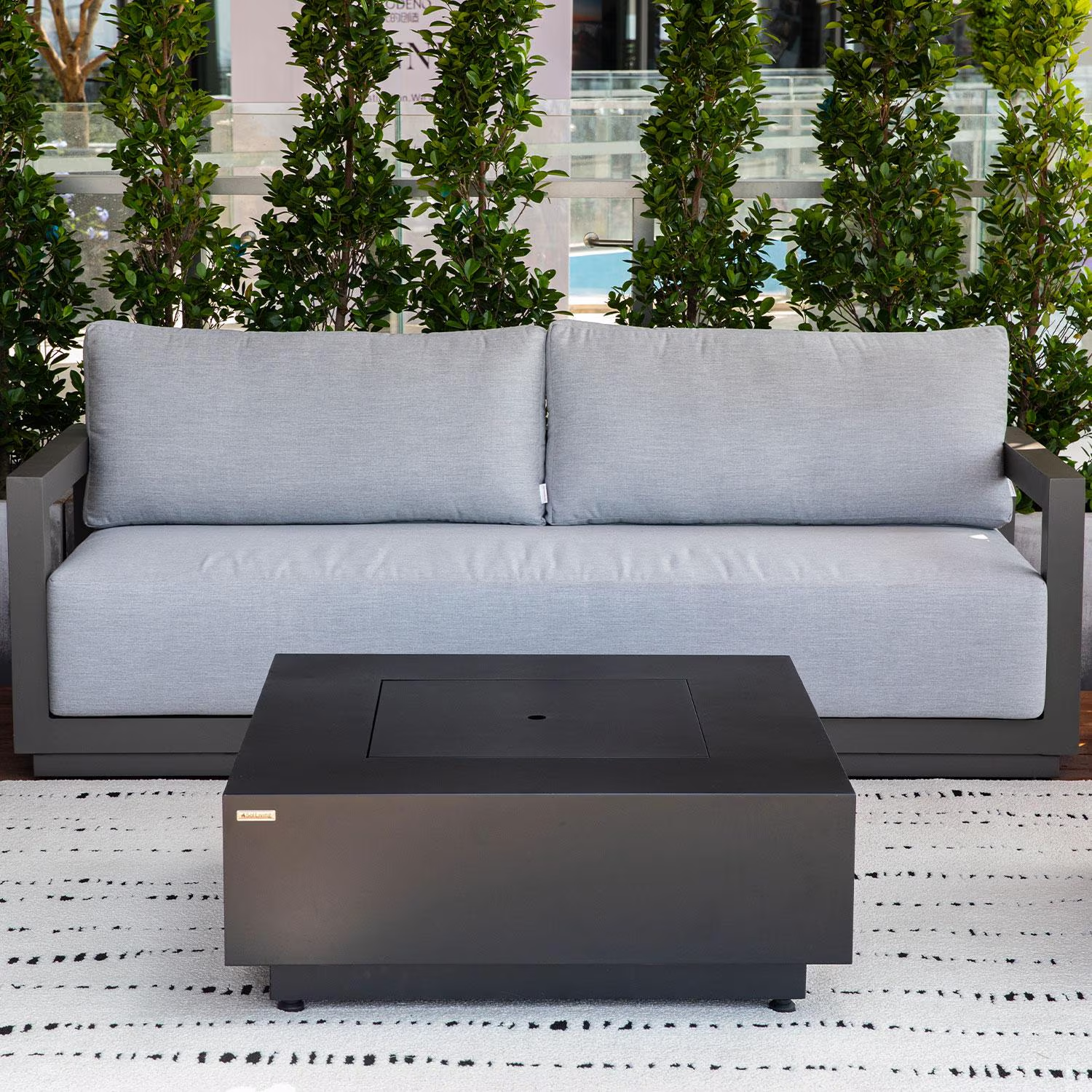 Elementi Newport Outdoor Aluminum 3 Person Sofa w Sunbrella Cushions - OS-2505T Elementi Newport Outdoor Aluminum 3 Person Sofa w Sunbrella Cushions - OS-2505T