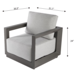 Elementi Newport Outdoor Aluminum Club Lounge Chair w/ Sunbrella Cushions - OS-2505S - Image 3