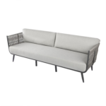Elementi OS-2504T Milano Outdoor Aluminum Sofa w Sunbrella Cushions - Angled - White Background